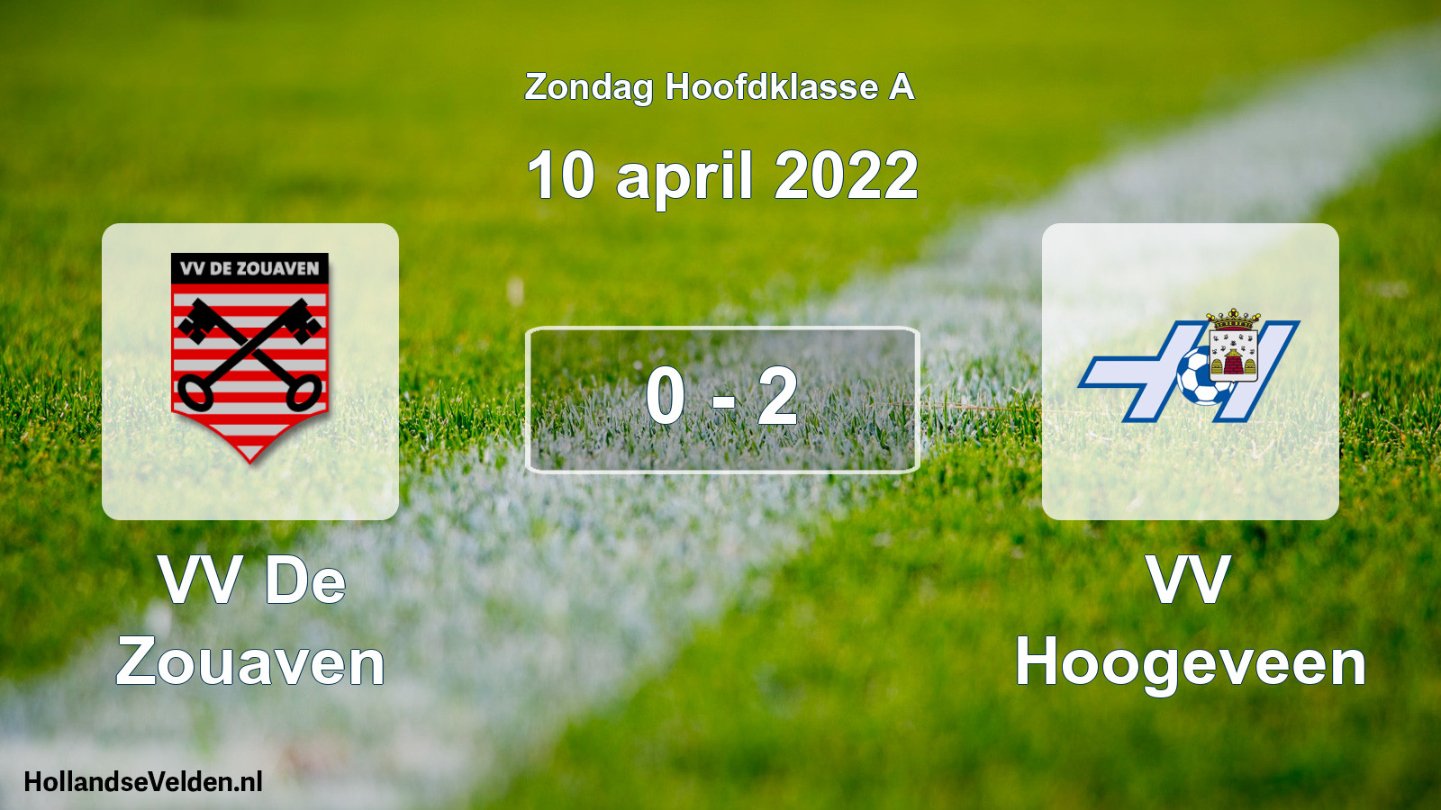 Total number of matches played: VV De Zouaven - VV Hoogeveen 0 - 2 (10 April 2022)