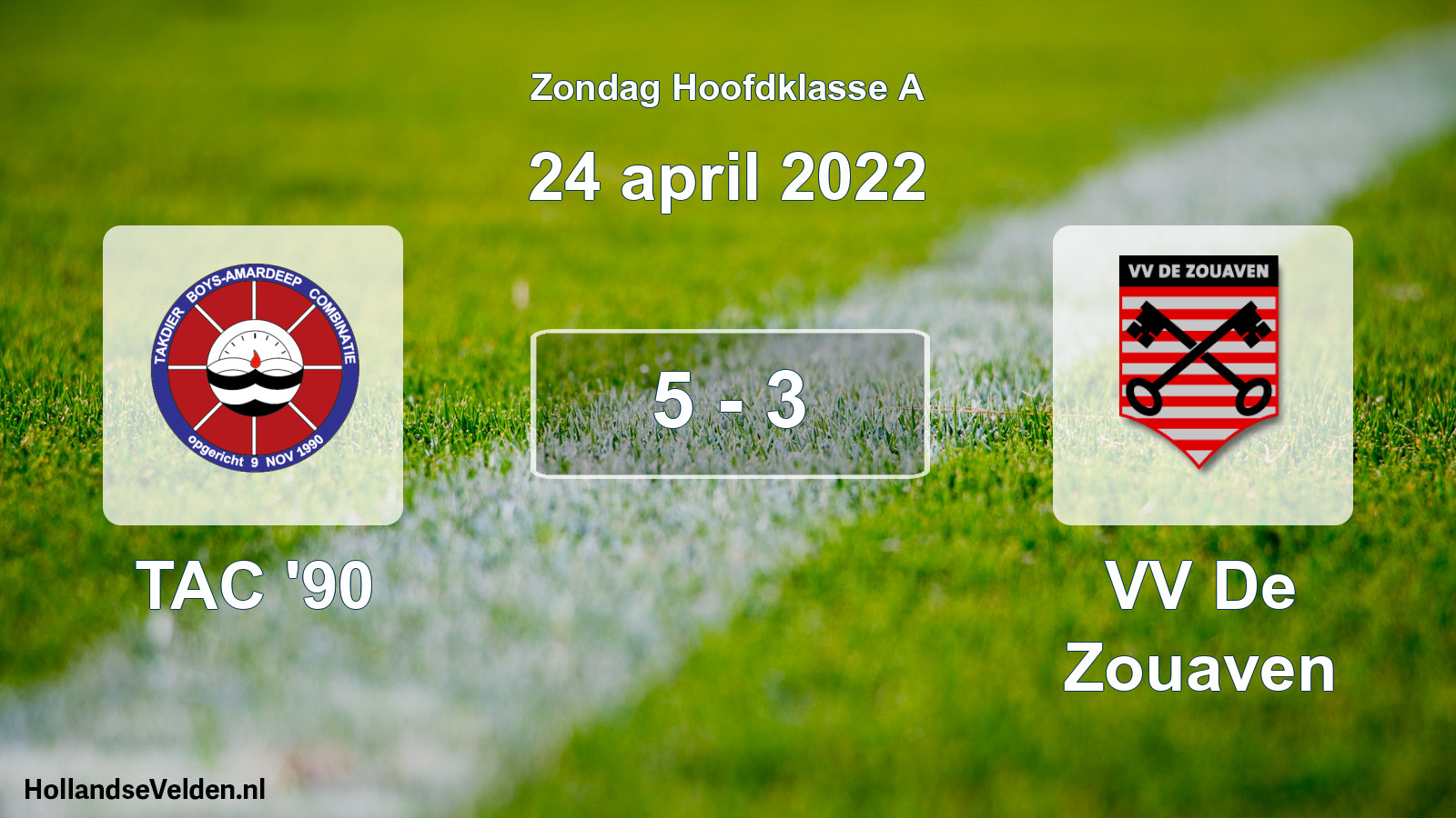 Total number of matches played: TAC '90 - VV De Zouaven 5 - 3 (24 April 2022)
