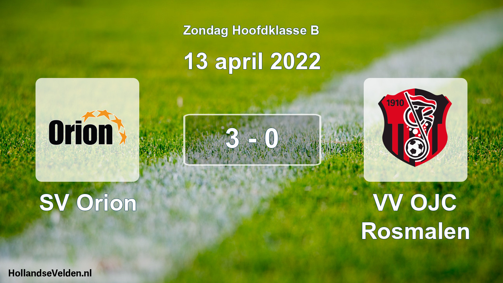 Total number of matches played: SV Orion - VV OJC Rosmalen 3 - 0 (13 April 2022)