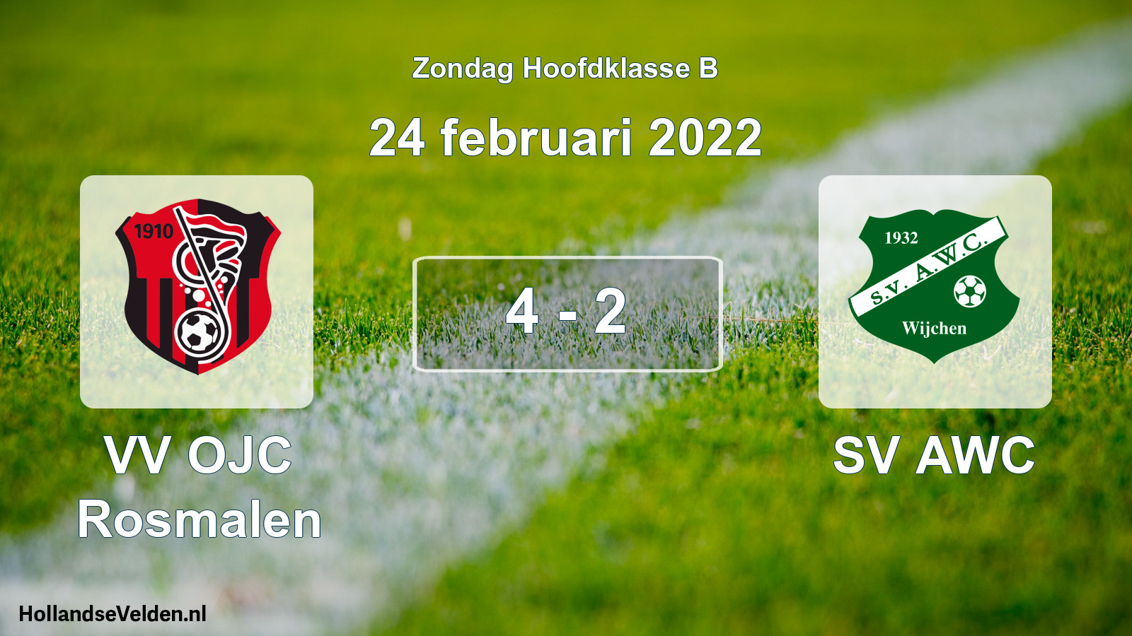 Total number of matches played: VV OJC Rosmalen - SV AWC 4 - 2 (24 February 2022)