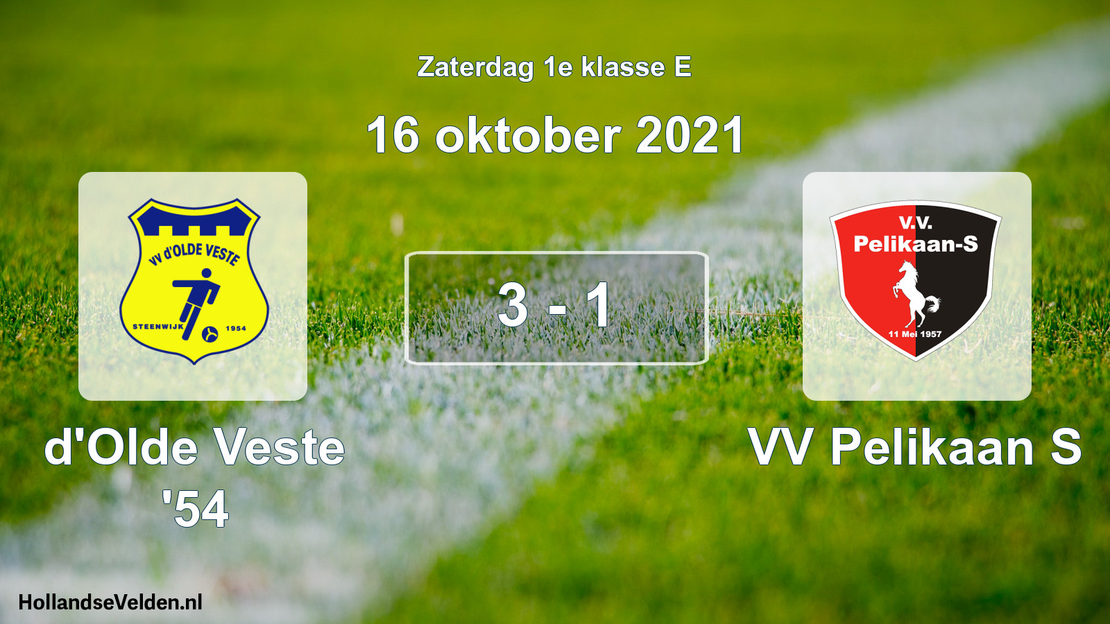 Total number of matches played: d'Olde Veste '54 - VV Pelikaan S 3 - 1 (16 October 2021)