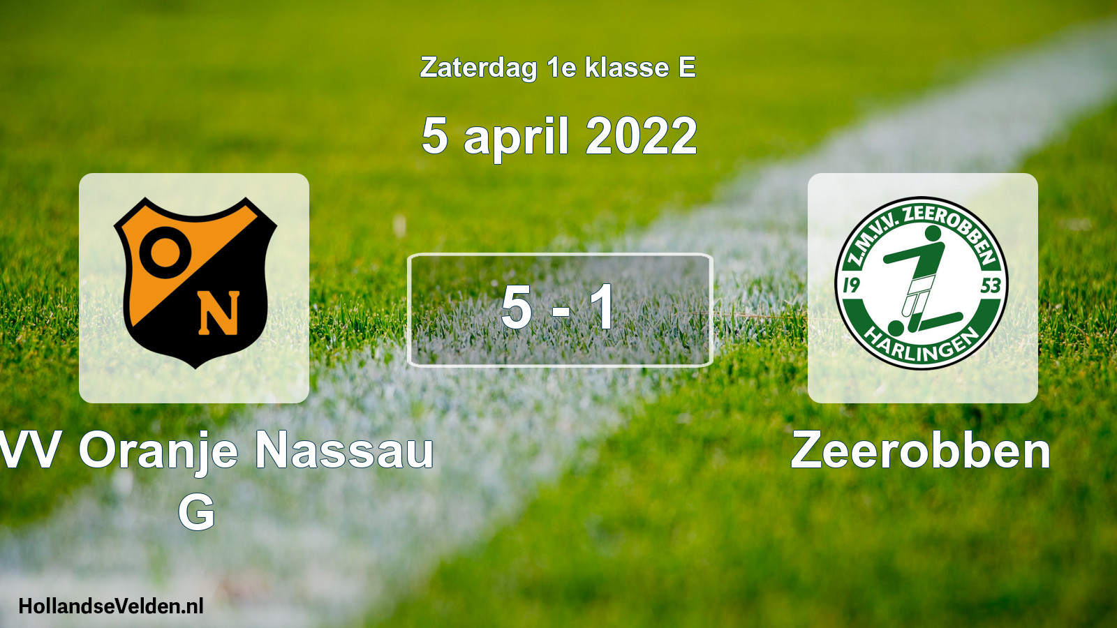 Total number of matches played: CVV Oranje Nassau G - Zeerobben 5 - 1 (5 April 2022)