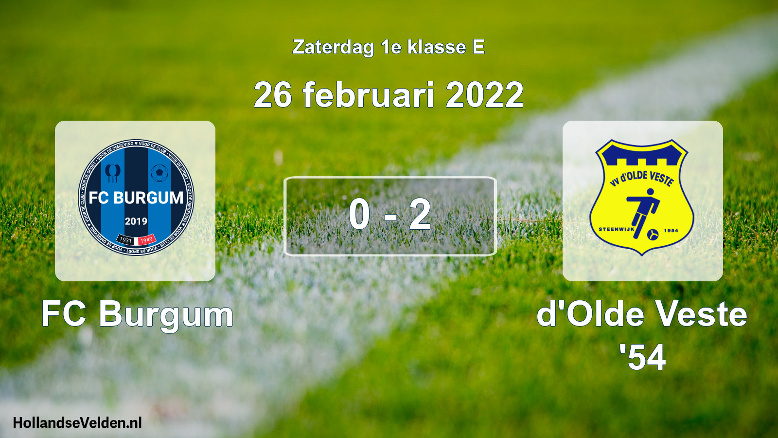 Total number of matches played: FC Burgum - d'Olde Veste '54 0 - 2 (26 February 2022)