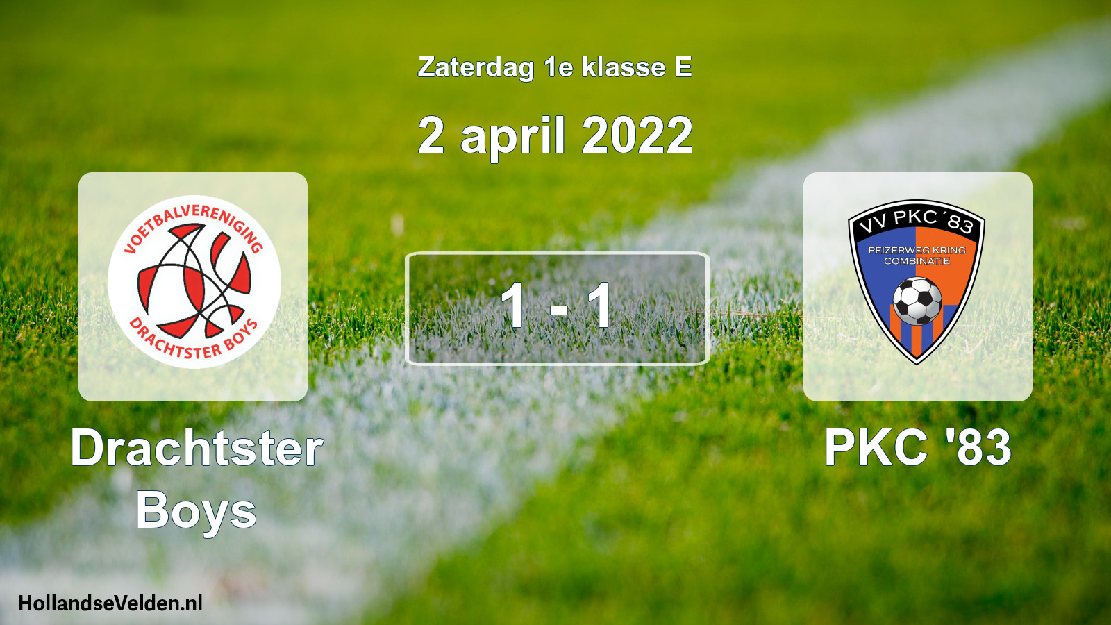 Total number of matches played: Drachtster Boys - PKC '83 1 - 1 (2 April 2022)