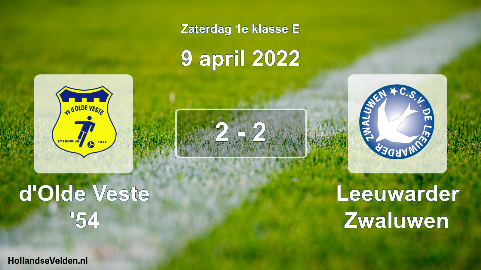 Total number of matches played: d'Olde Veste '54 - Leeuwarder Zwaluwen 2 - 2 (9 April 2022)