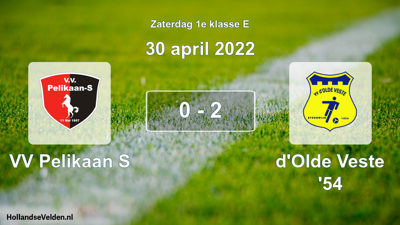 Total number of matches played: VV Pelikaan S - d'Olde Veste '54 0 - 2 (30 April 2022)