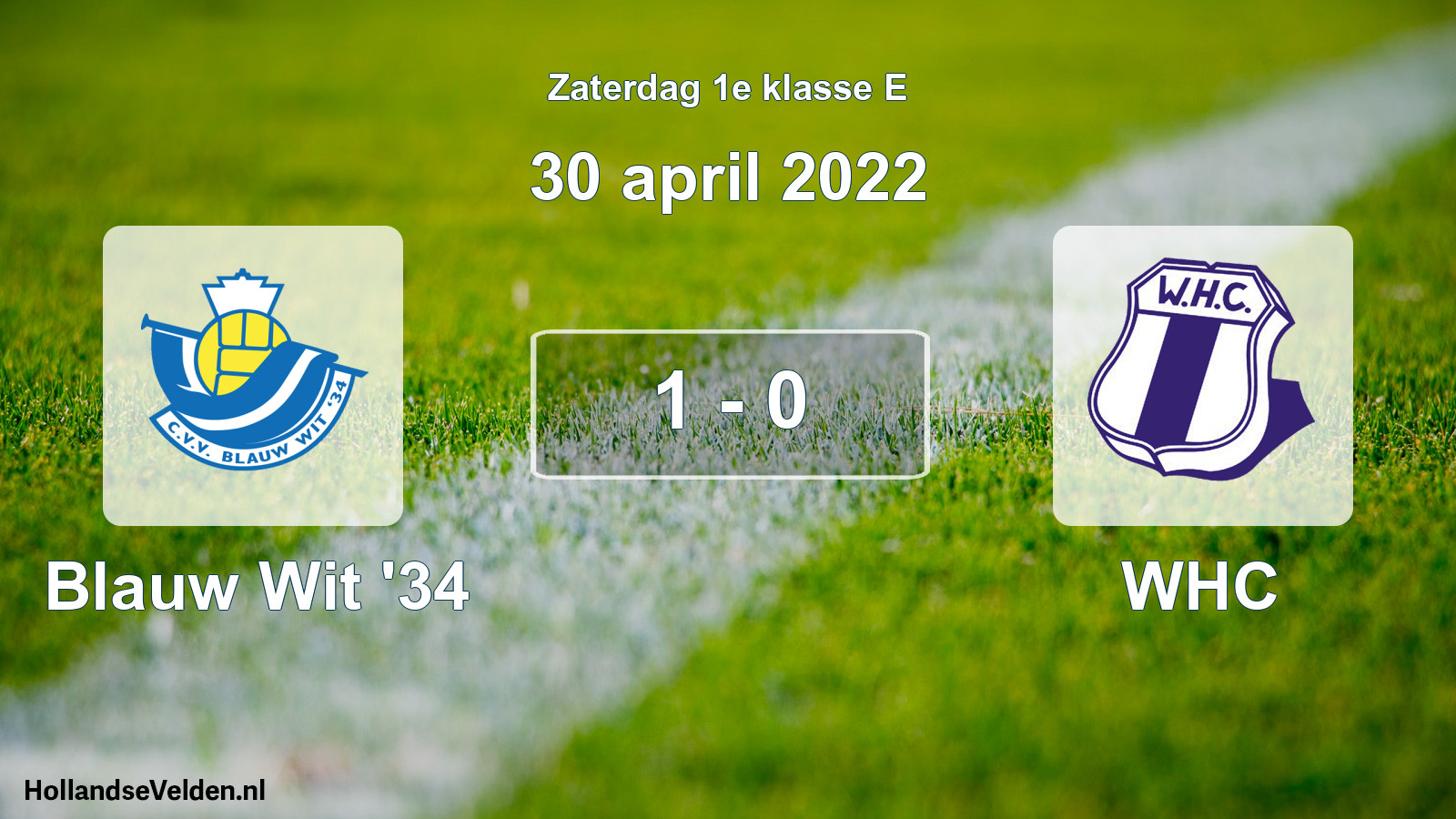 Total number of matches played: Blauw Wit '34 - WHC 1 - 0 (30 April 2022)