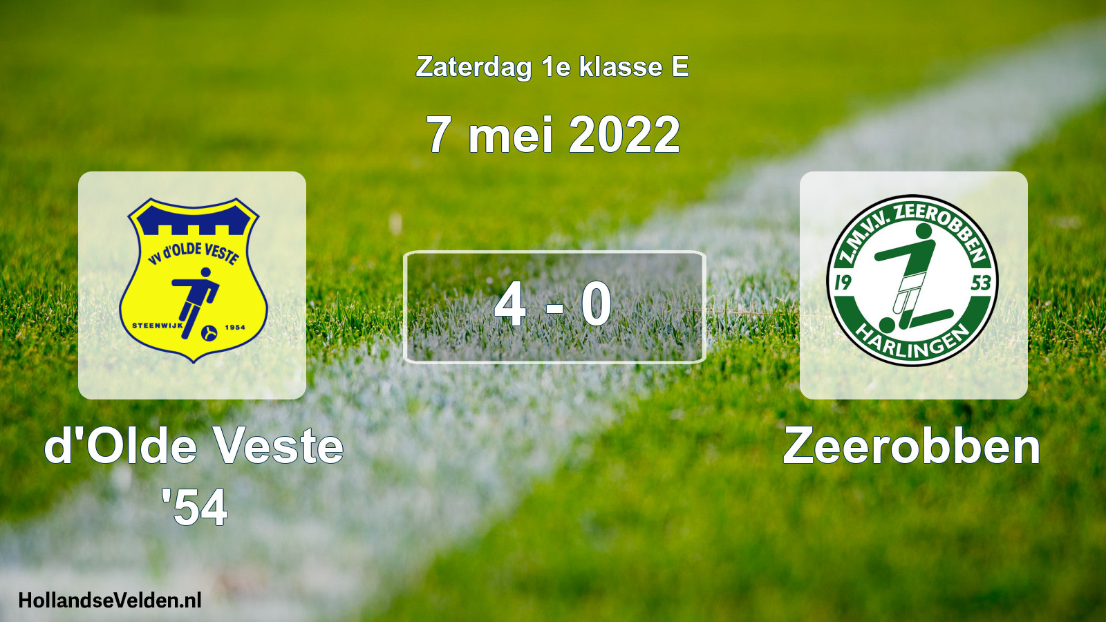 Total number of matches played: d'Olde Veste '54 - Zeerobben 4 - 0 (7 May 2022)