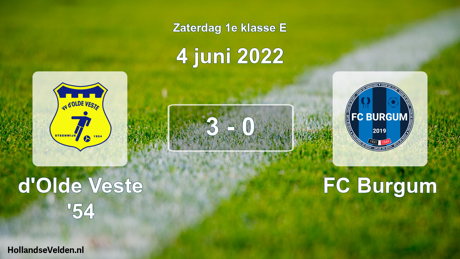 Total number of matches played: d'Olde Veste '54 - FC Burgum 3 - 0 (4 June 2022)