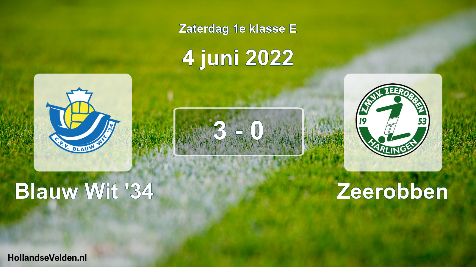 Total number of matches played: Blauw Wit '34 - Zeerobben 3 - 0 (4 June 2022)