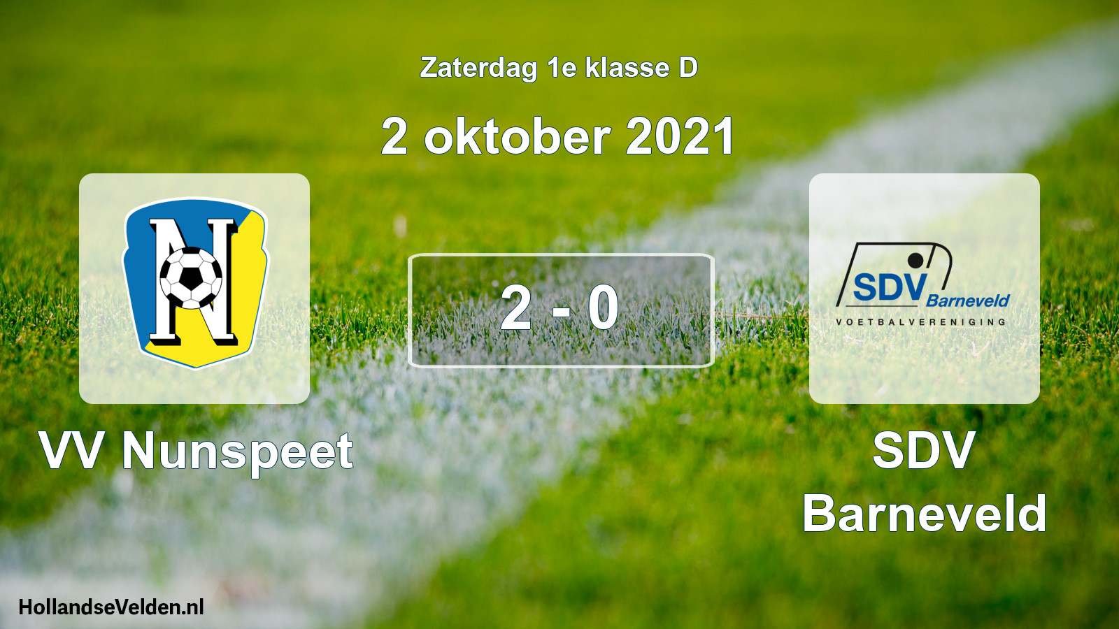 Total number of matches played: VV Nunspeet - SDV Barneveld 2 - 0 (2 October 2021)