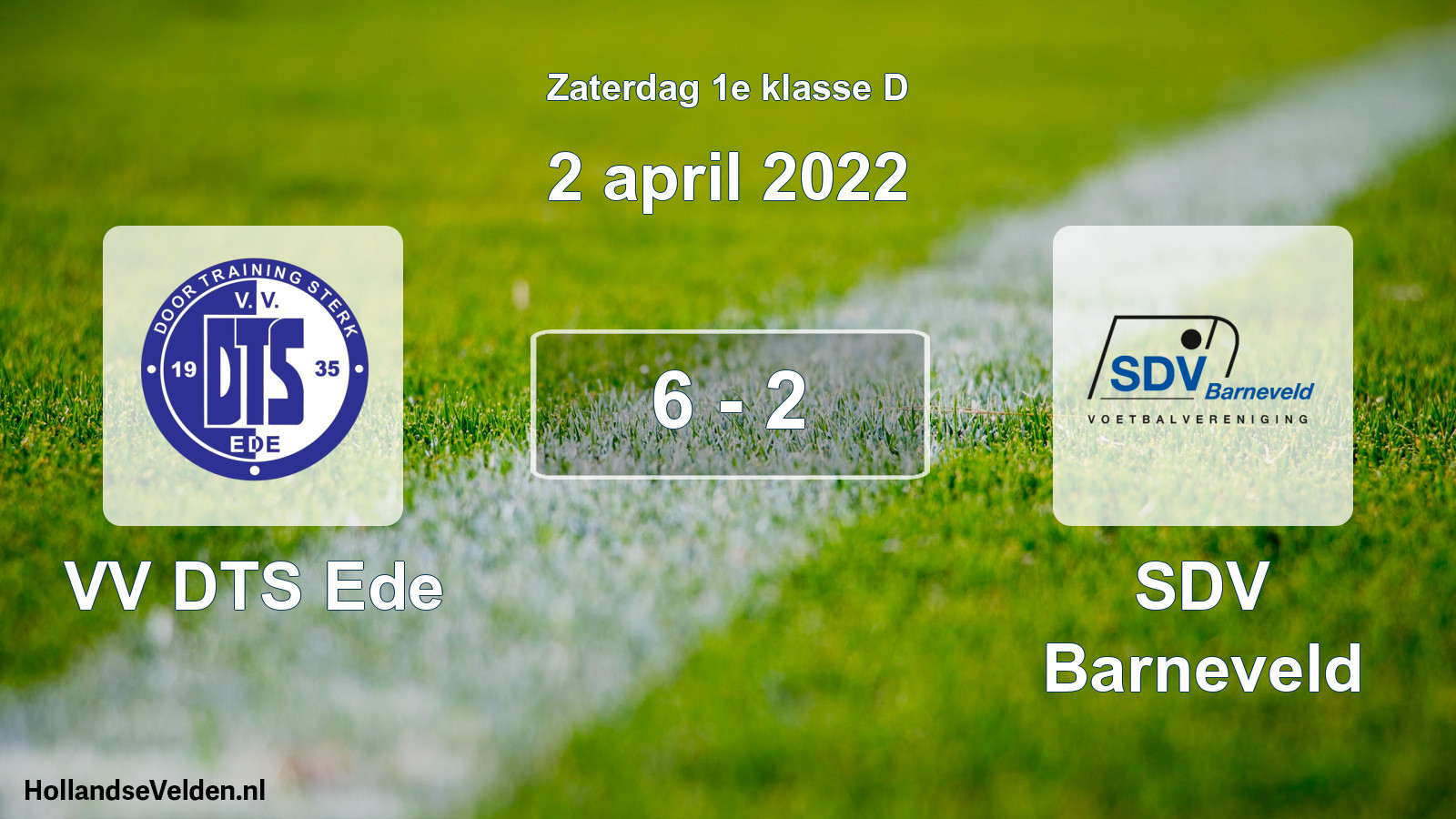 Total number of matches played: VV DTS Ede - SDV Barneveld 6 - 2 (2 April 2022)