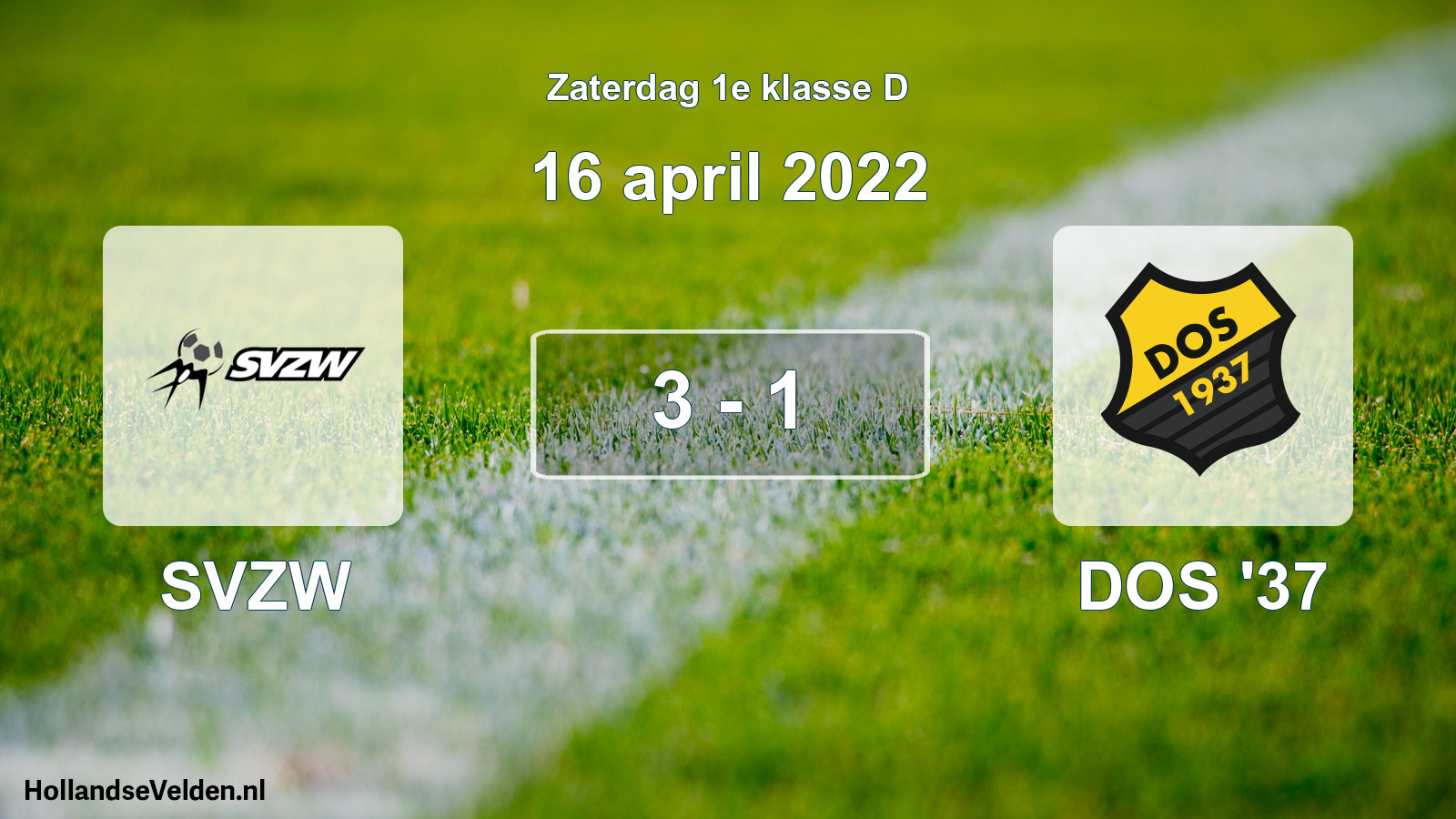 Total number of matches played: SVZW - DOS '37 3 - 1 (16 April 2022)
