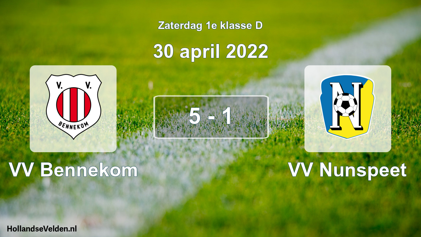 Total number of matches played: VV Bennekom - VV Nunspeet 5 - 1 (30 April 2022)