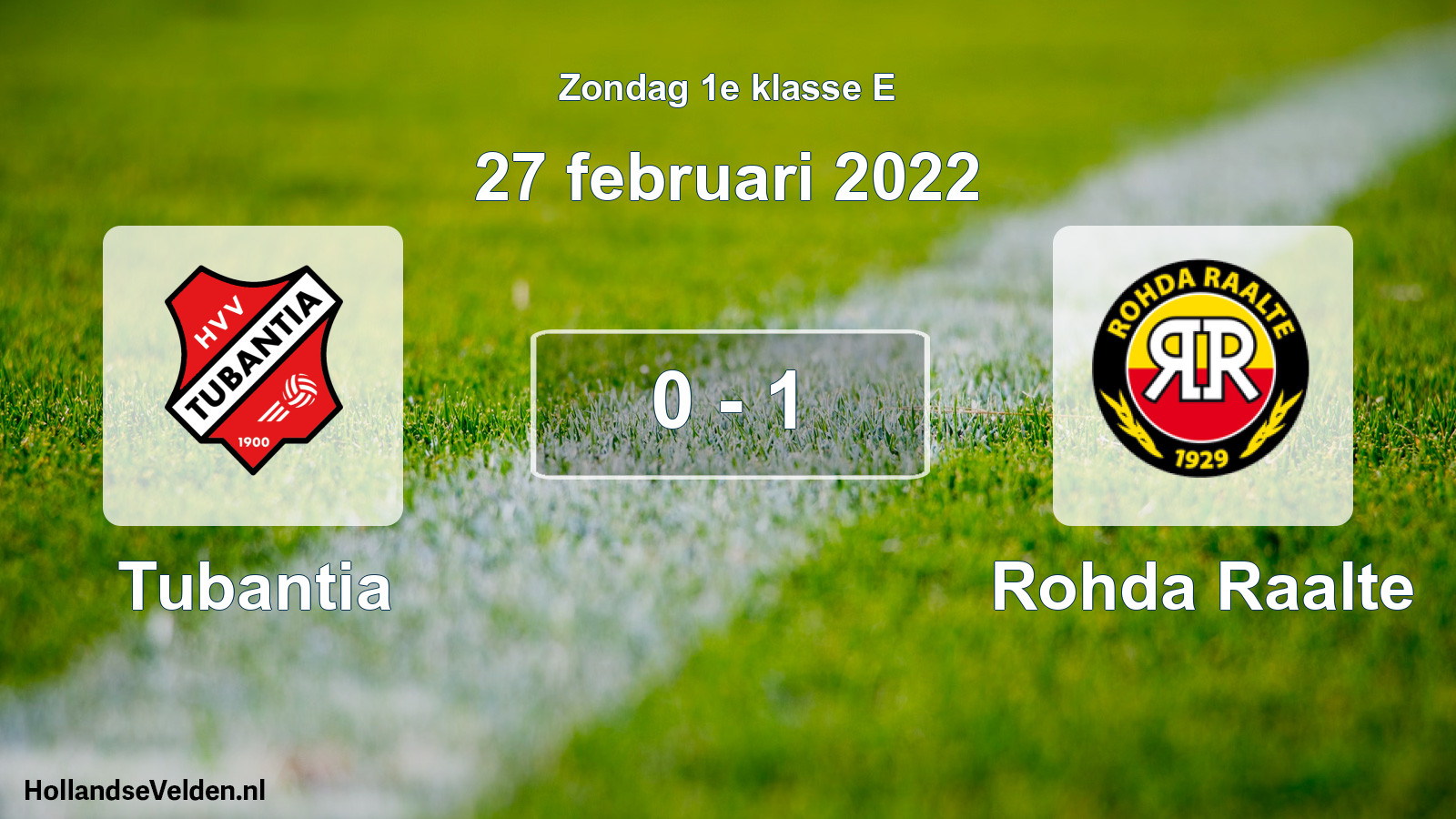 Total number of matches played: Tubantia - Rohda Raalte 0 - 1 (27 February 2022)