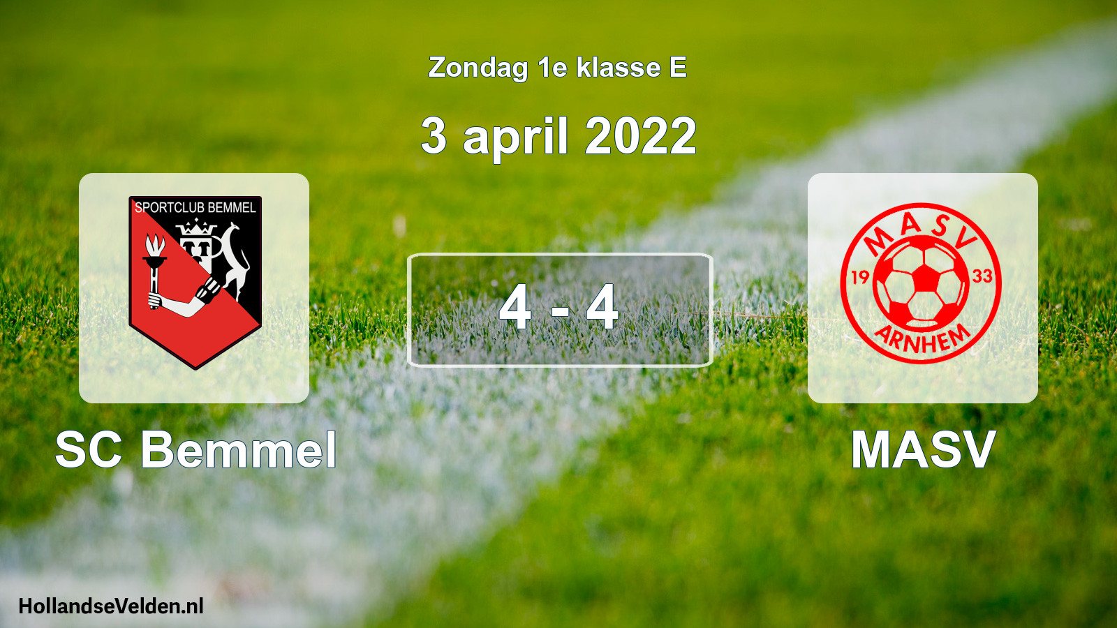 Total number of matches played: SC Bemmel - MASV 4 - 4 (3 April 2022)
