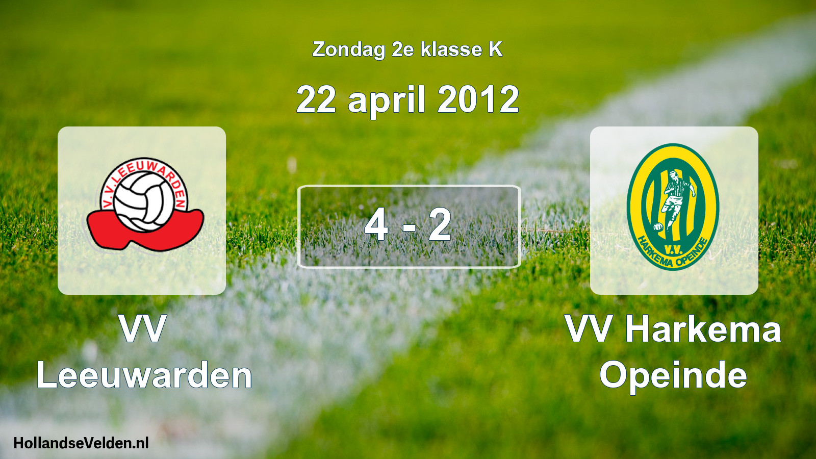 Total number of matches played: VV Leeuwarden - VV Harkema Opeinde 4 - 2 (22 April 2012)