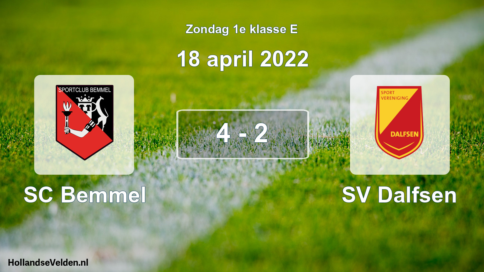 Total number of matches played: SC Bemmel - SV Dalfsen 4 - 2 (18 April 2022)