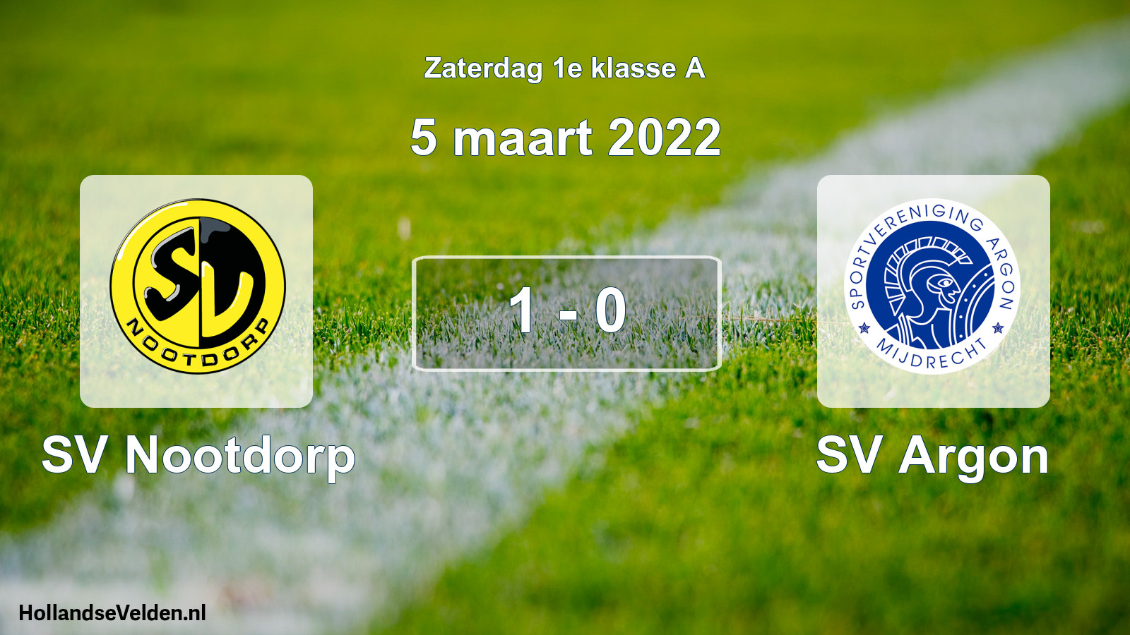 Total number of matches played: SV Nootdorp - SV Argon 1 - 0 (5 March 2022)