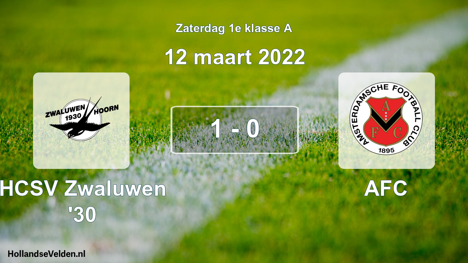 Total number of matches played: Zwaluwen '30 - AFC 1 - 0 (12 March 2022)
