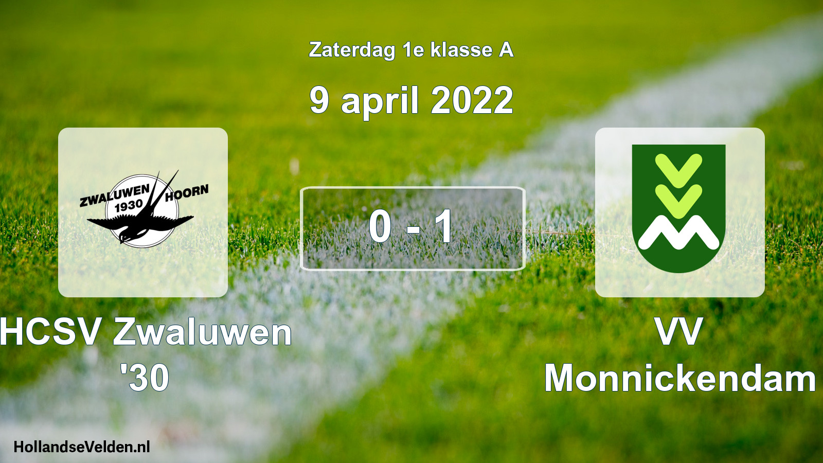 Total number of matches played: Zwaluwen '30 - VV Monnickendam 0 - 1 (9 April 2022)