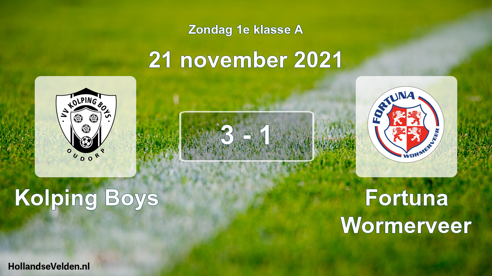 Total number of matches played: Kolping Boys - Fortuna Wormerveer 3 - 1 (21 November 2021)