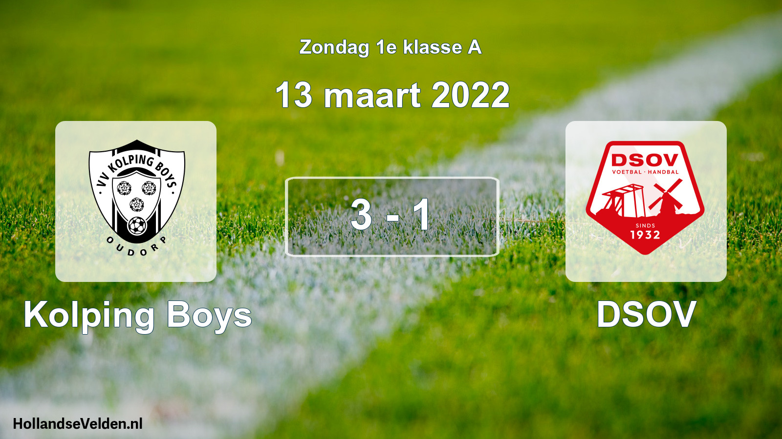 Total number of matches played: Kolping Boys - DSOV 3 - 1 (13 March 2022)