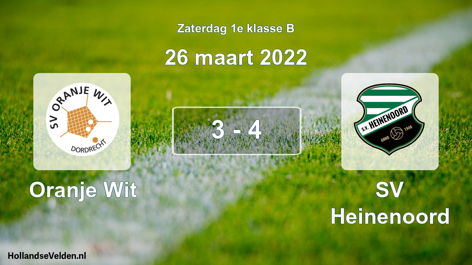 Total number of matches played: Oranje Wit - SV Heinenoord 3 - 4 (26 March 2022)
