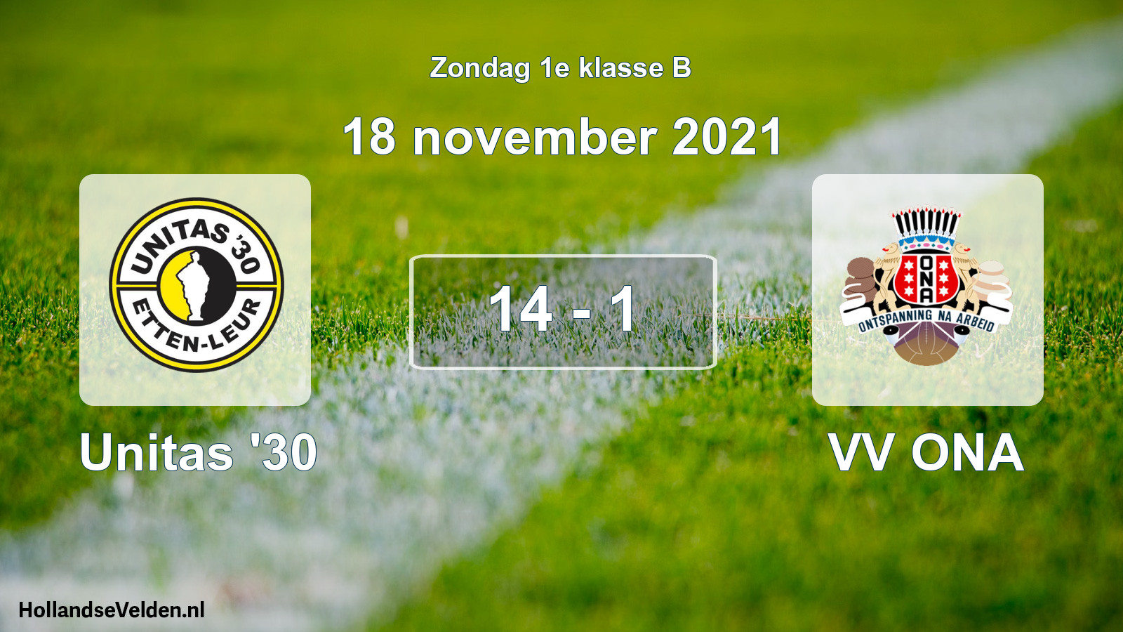 Total number of matches played: Unitas '30 - VV ONA 14 - 1 (18 November 2021)