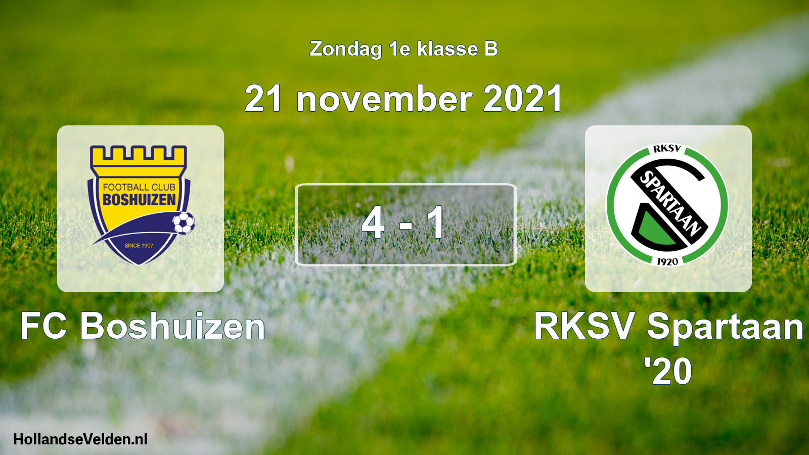 Total number of matches played: FC Boshuizen - RKSV Spartaan '20 4 - 1 (21 November 2021)