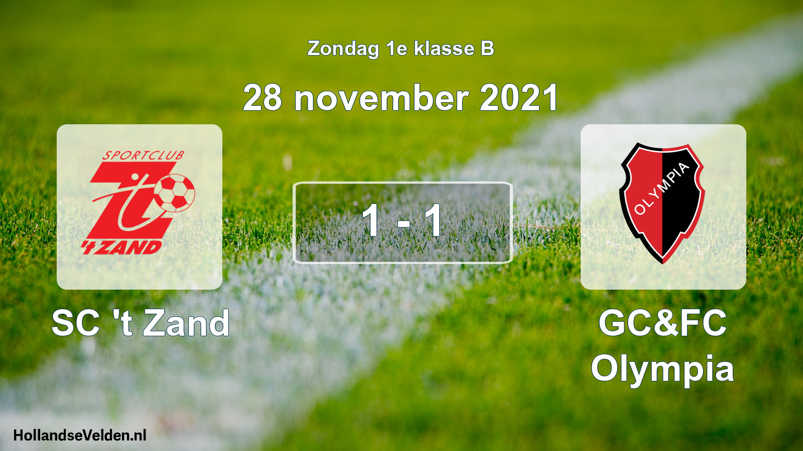Total number of matches played: SC 't Zand - GC&FC Olympia 1 - 1 (28 November 2021)