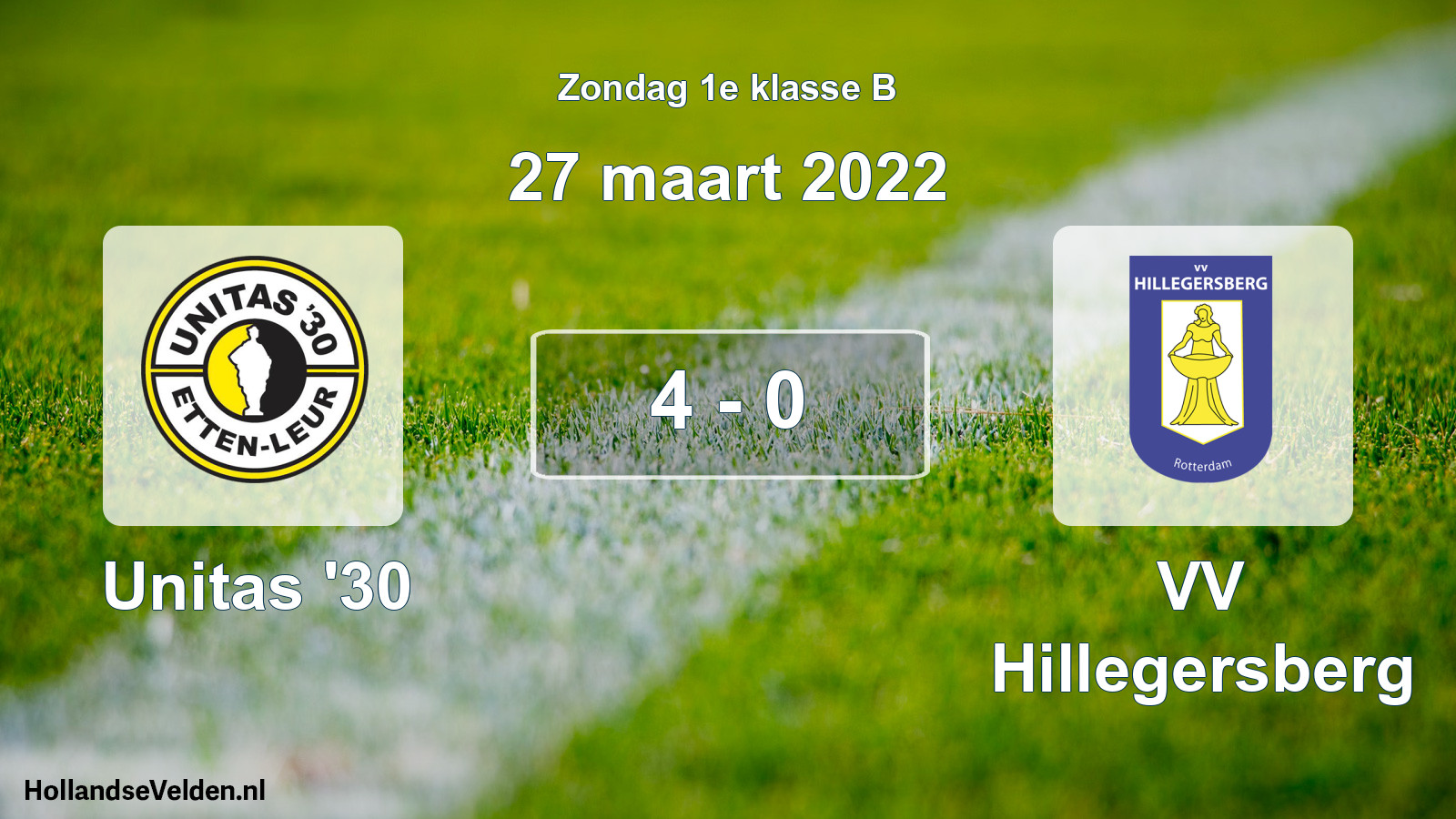 Total number of matches played: Unitas '30 - VV Hillegersberg 4 - 0 (27 March 2022)