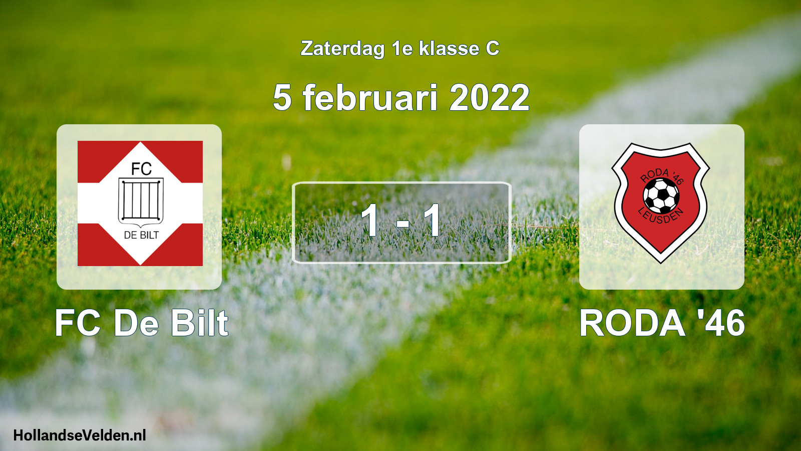Total number of matches played: FC De Bilt - RODA '46 1 - 1 (5 February 2022)