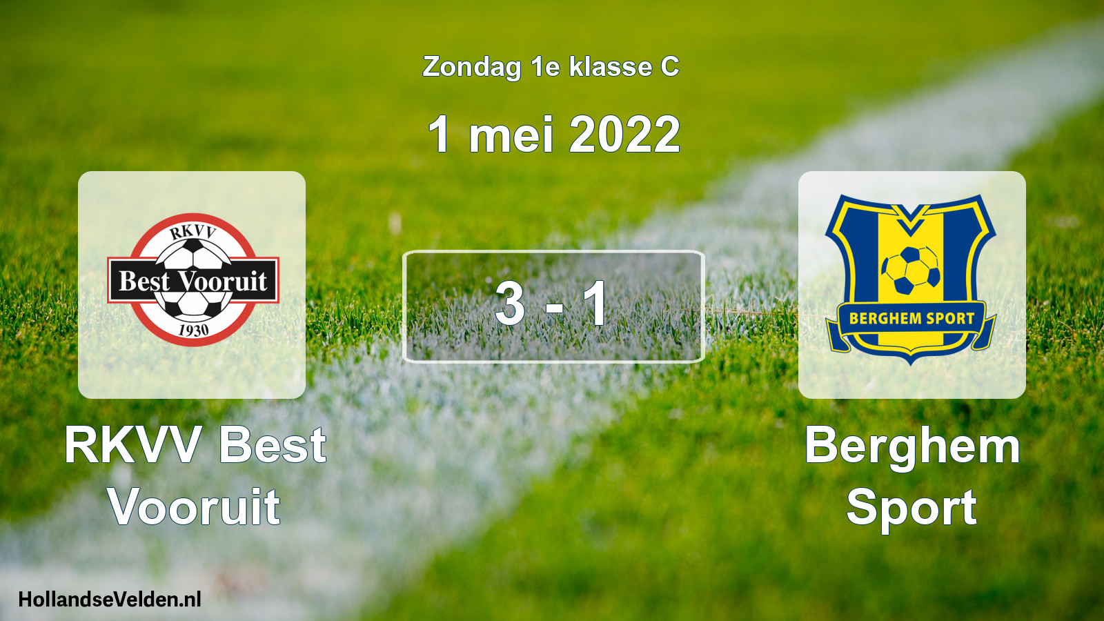 Total number of matches played: RKVV Best Vooruit - Berghem Sport 3 - 1 (1 May 2022)
