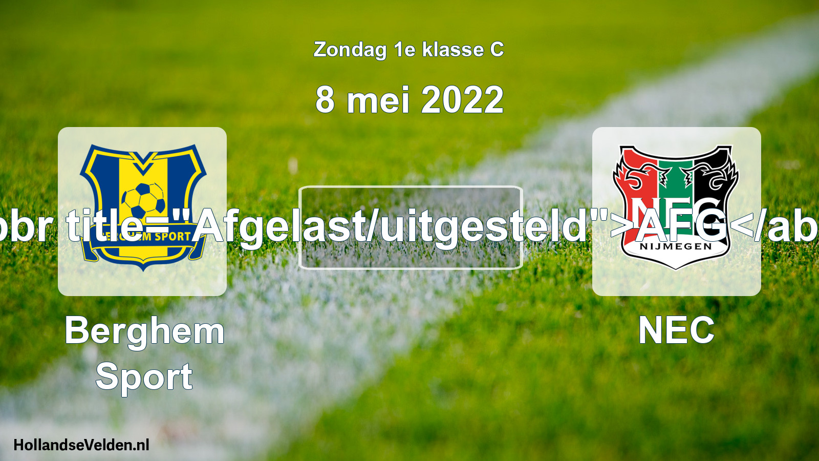 Scheduled Match: Berghem Sport - NEC (8 May 2022)