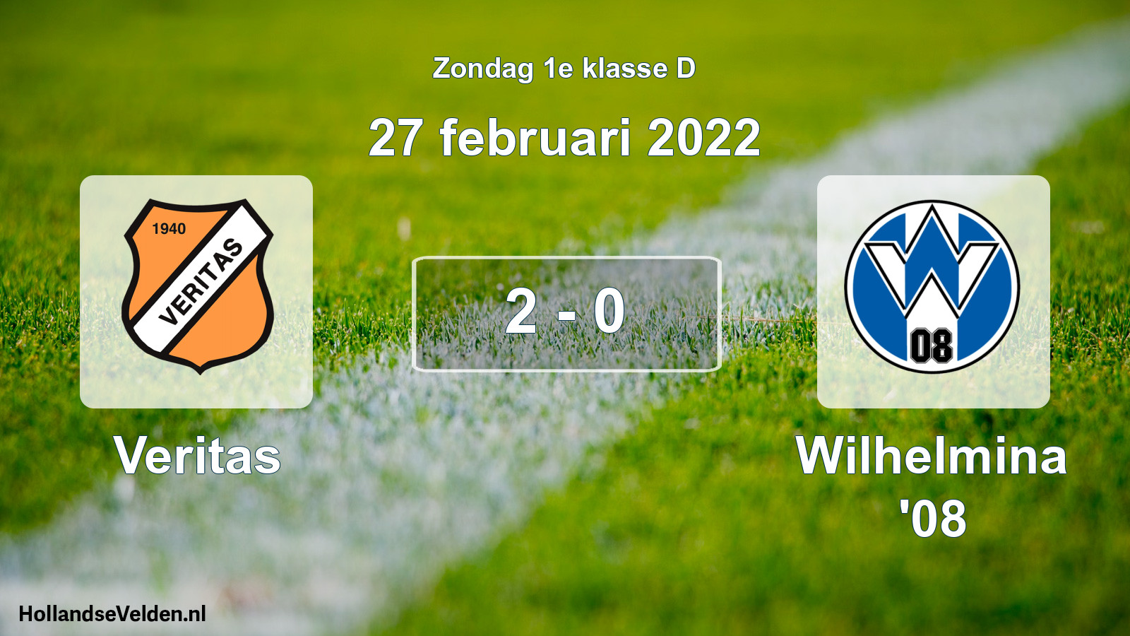 Total number of matches played: Veritas - Wilhelmina '08 2 - 0 (27 February 2022)
