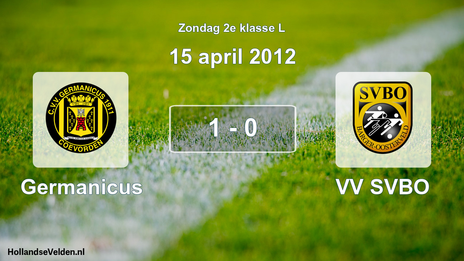 Total number of matches played: Germanicus - VV SVBO 1 - 0 (15 April 2012)