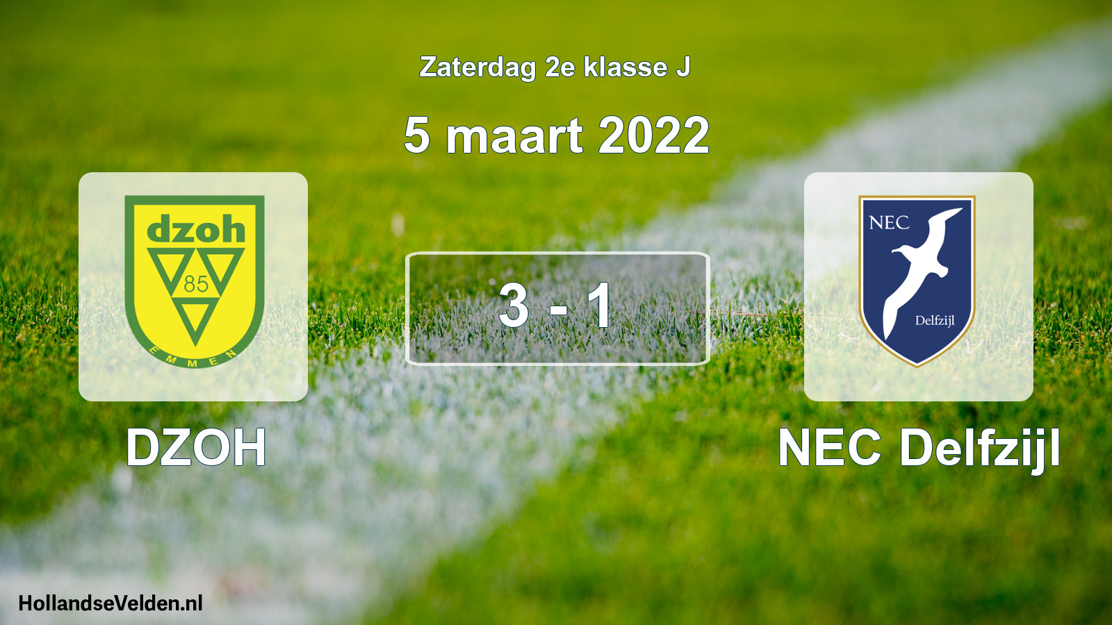 Total number of matches played: DZOH - NEC Delfzijl 3 - 1 (5 March 2022)