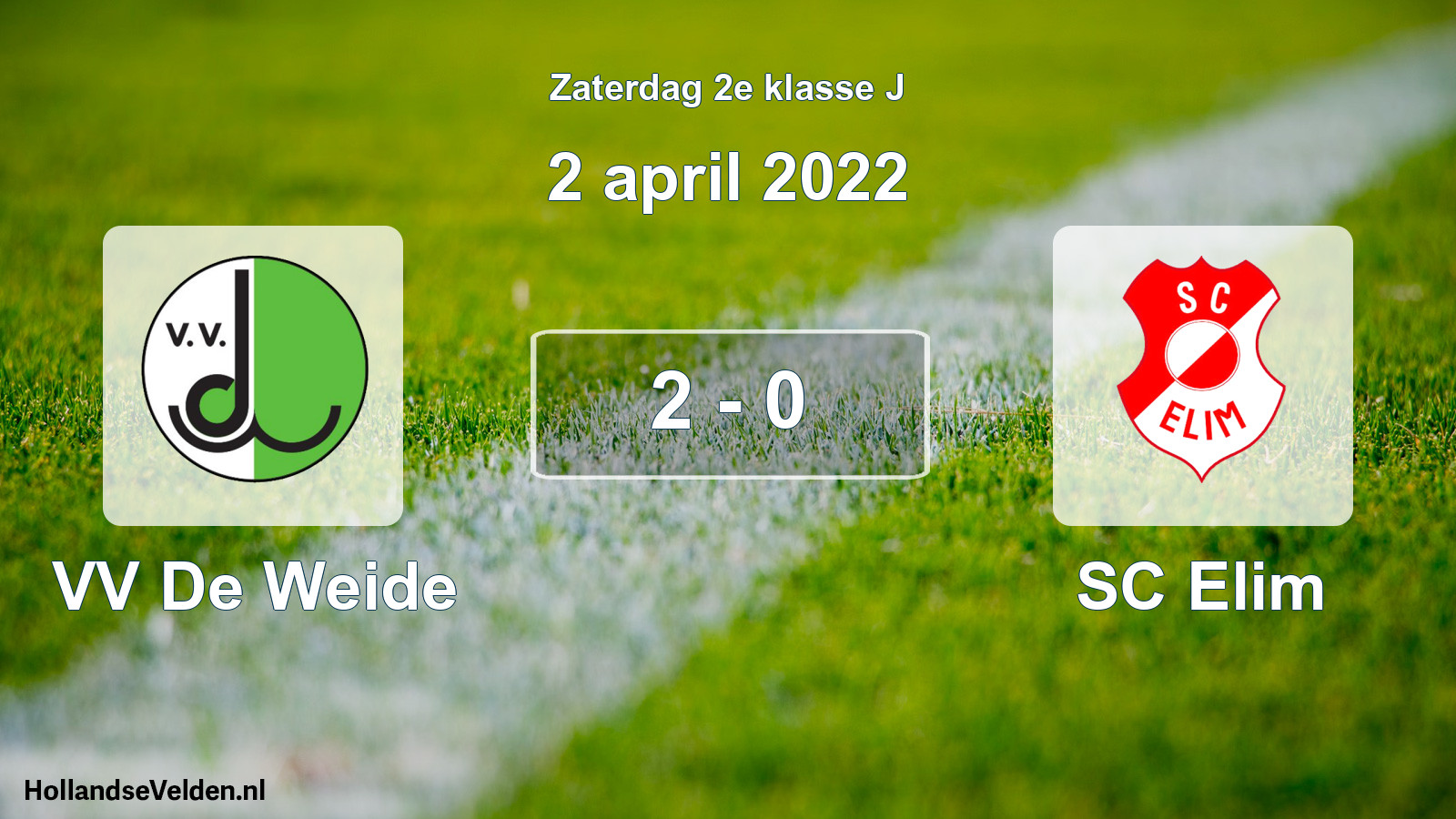 Total number of matches played: VV De Weide - SC Elim 2 - 0 (2 April 2022)