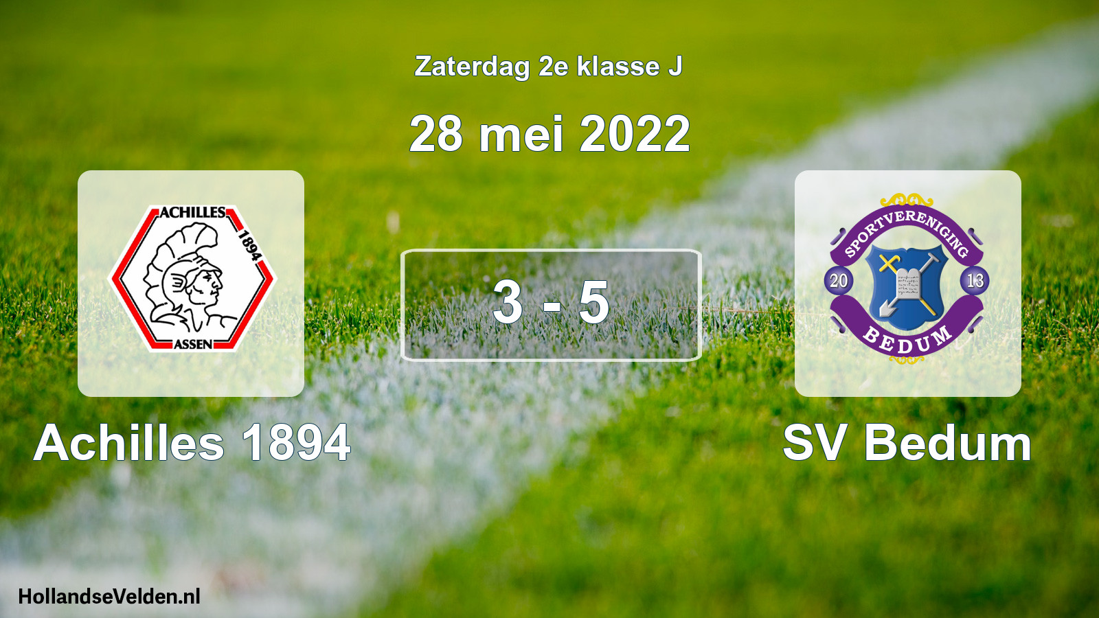 Total number of matches played: Achilles 1894 - SV Bedum 3 - 5 (28 May 2022)