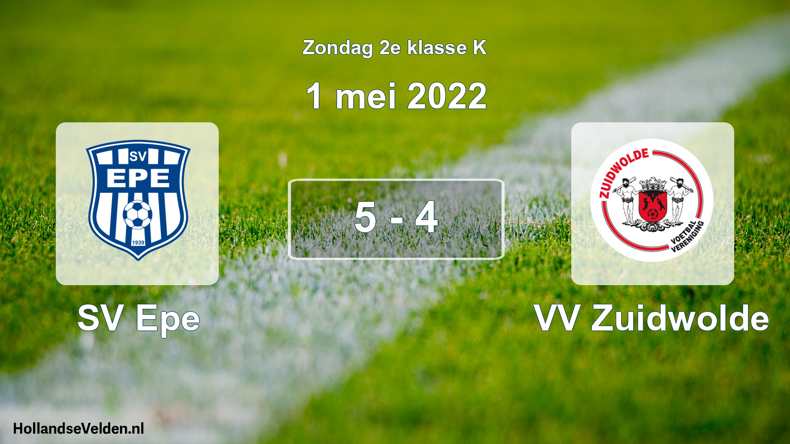 Total number of matches played: SV Epe - VV Zuidwolde 5 - 4 (1 May 2022)