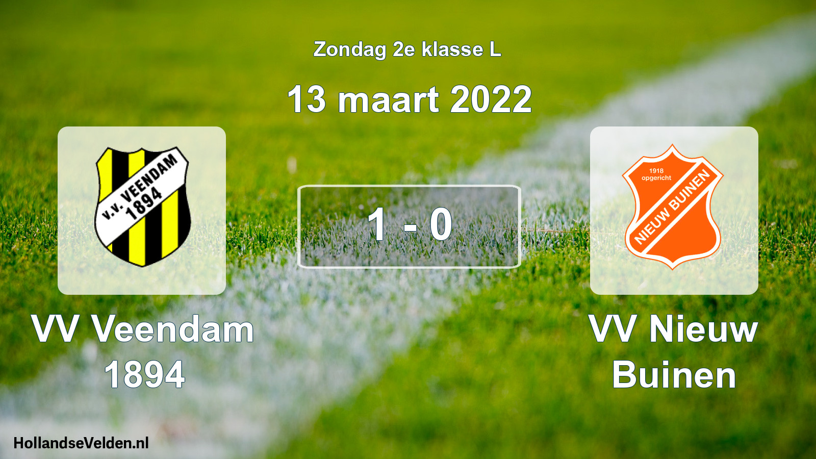Total number of matches played: VV Veendam 1894 - VV Nieuw Buinen 1 - 0 (13 March 2022)