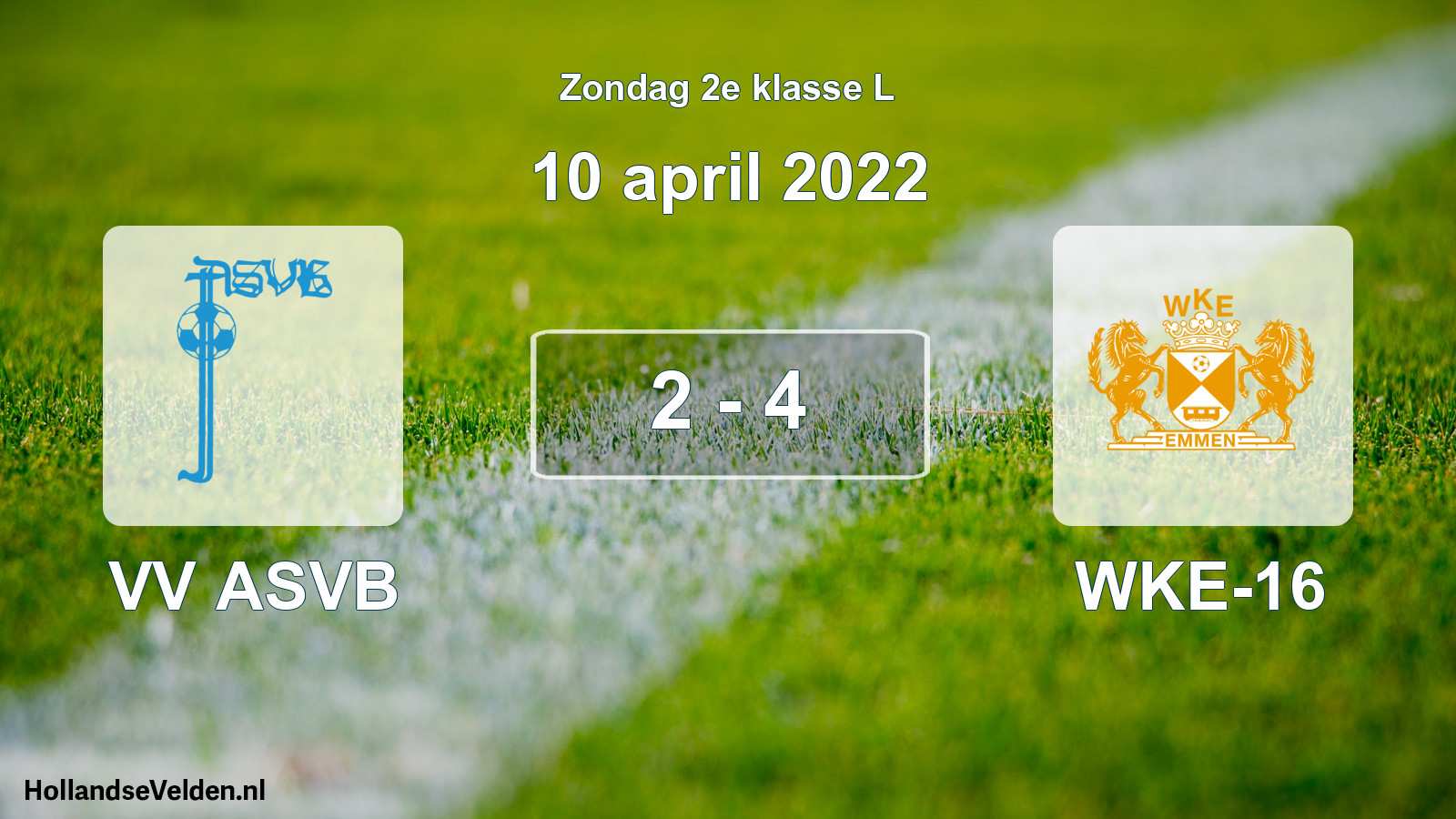 Total number of matches played: VV ASVB - WKE-16 2 - 4 (10 April 2022)