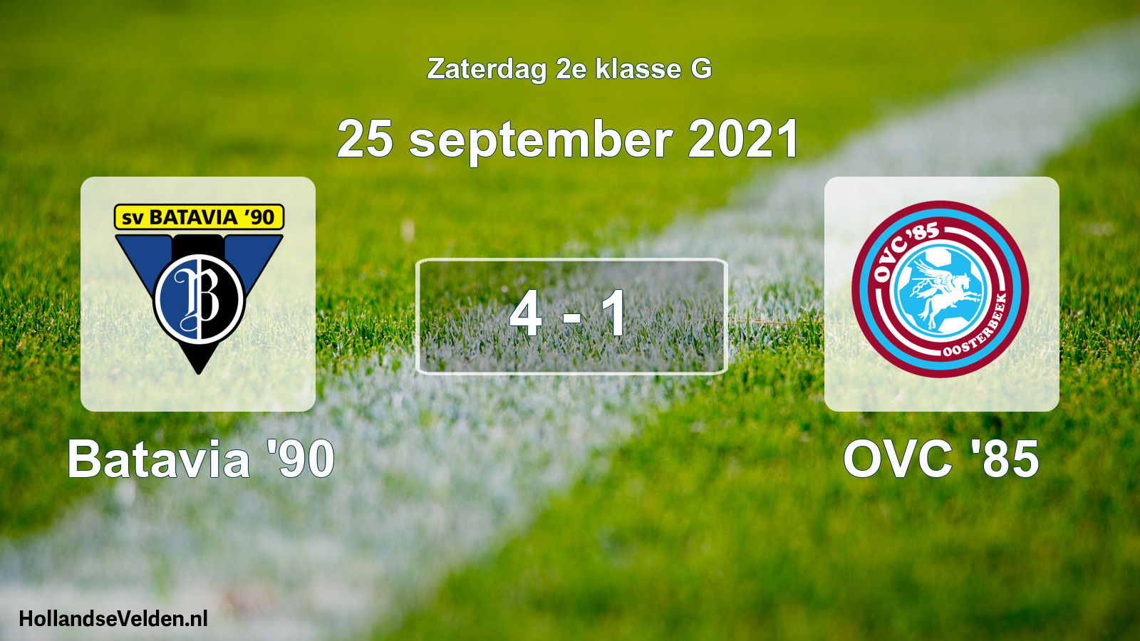 Total number of matches played: Batavia '90 - OVC '85 4 - 1 (25 September 2021)