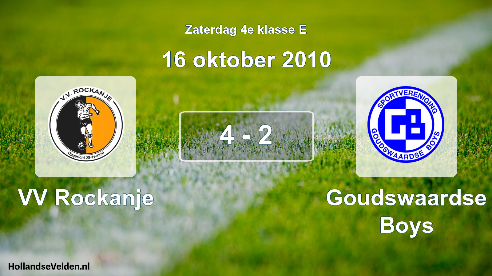 Total number of matches played: VV Rockanje - Goudswaardse Boys 4 - 2 (16 October 2010)