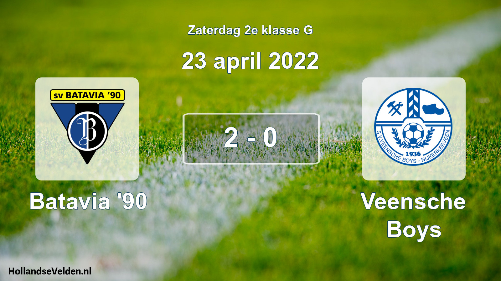 Total number of matches played: Batavia '90 - Veensche Boys 2 - 0 (23 April 2022)