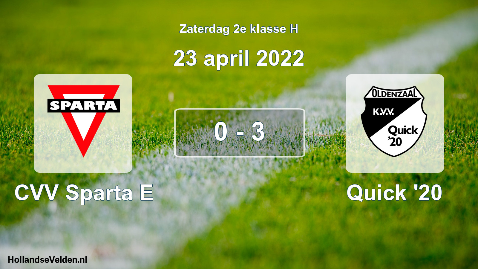 Total number of matches played: CVV Sparta E - Quick '20 0 - 3 (23 April 2022)