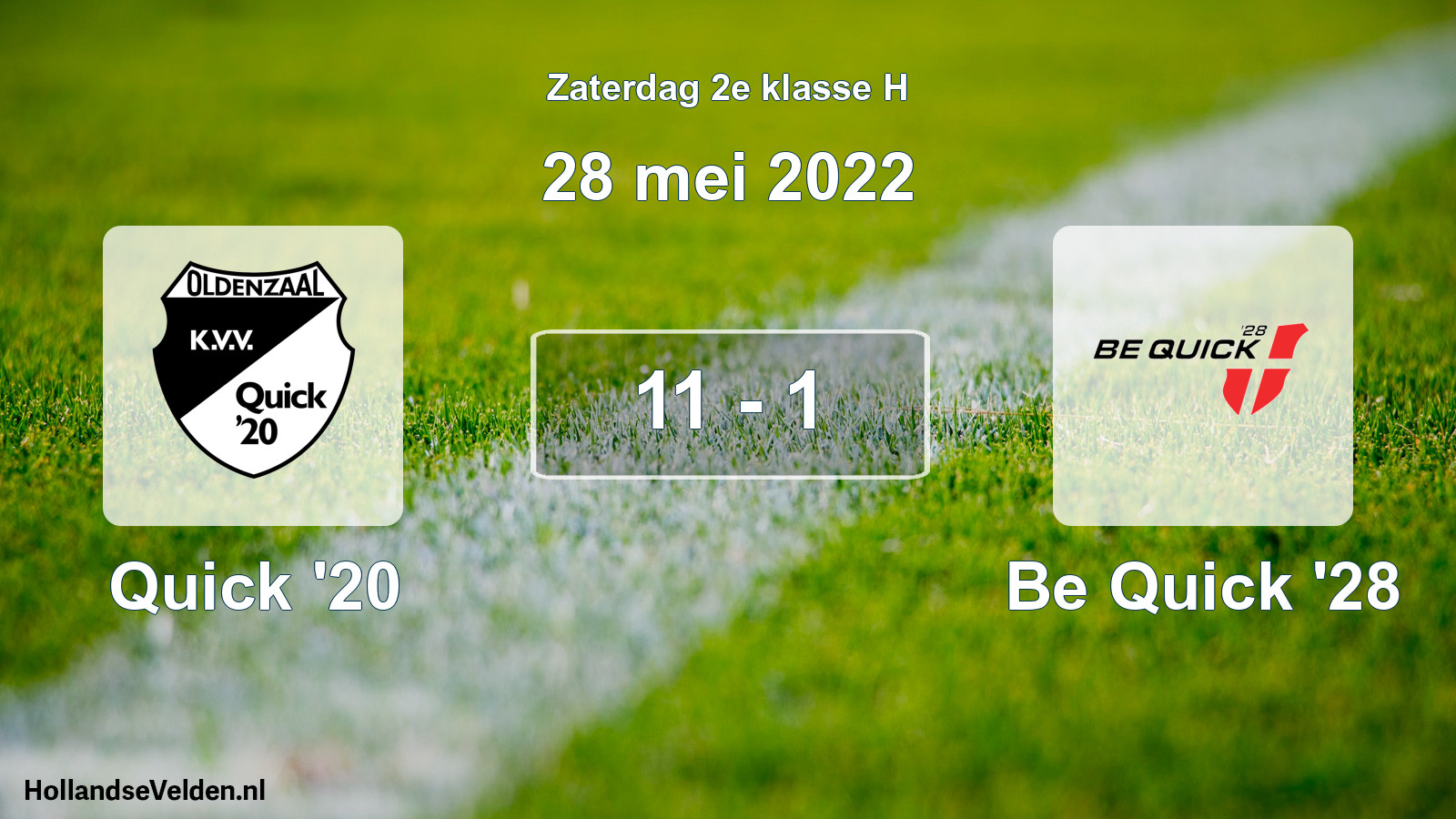 Total number of matches played: Quick '20 - Be Quick '28 11 - 1 (28 May 2022)