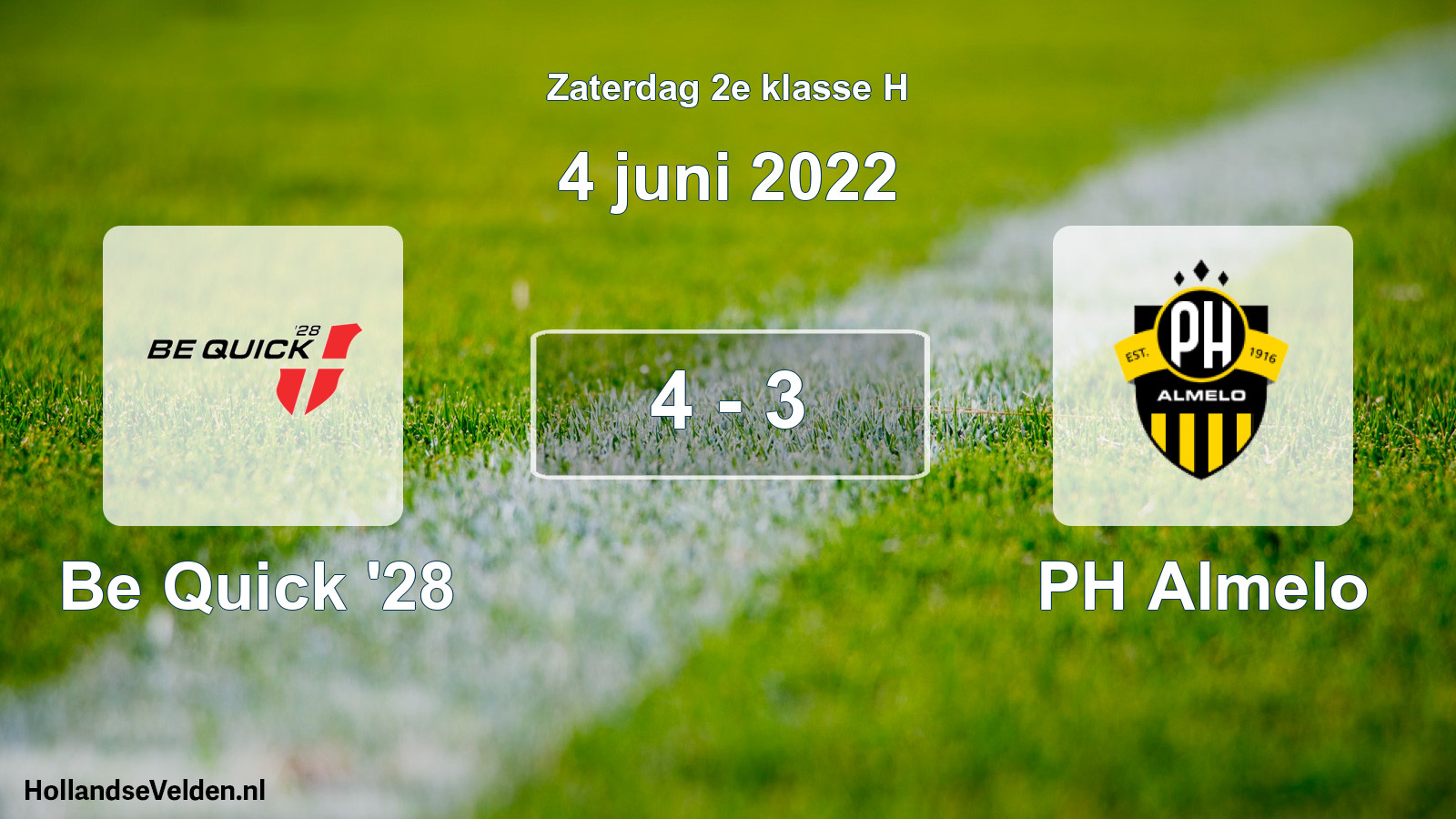Total number of matches played: Be Quick '28 - PH Almelo 4 - 3 (4 June 2022)
