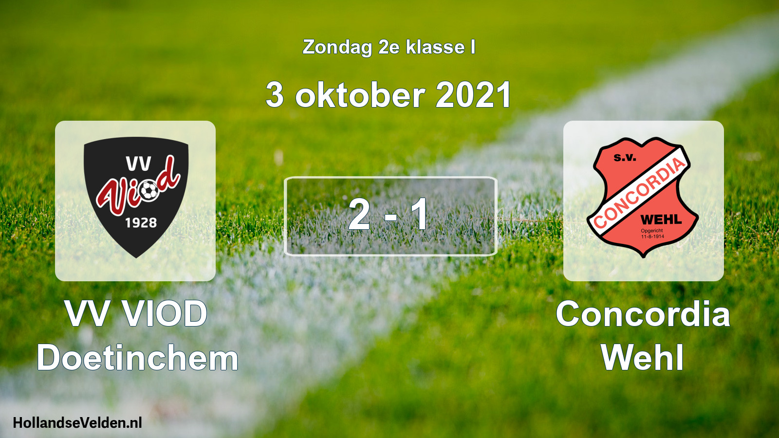 Total number of matches played: VV VIOD Doetinchem - Concordia Wehl 2 - 1 (3 October 2021)